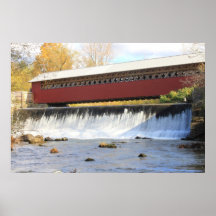Paper Mill Covered Bridge and Falls Bennington VT Posters