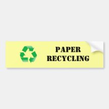 Paper Recycling Sticker Bumper Stickers