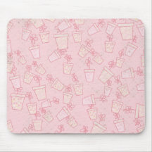 PAPERPOTS CARTOON FLOWER POTS CUTE PINK FLORAL BAC MOUSE PAD