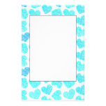 Papeterie bleue de coeurs papier à lettre customisé