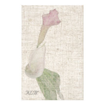 Papeterie de toile de monogramme de zantedeschia papier à lettre customisé