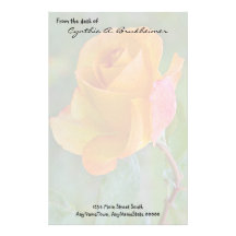 Papeterie personnalisée amortie de rose jaune papier à lettre customisé