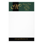 Papeterie texturisée verte décorée d'un monogramme papier à lettre personnalisé