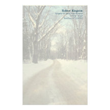 Papier à lettres personnalisé de route d'hiver