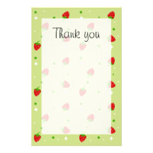 Papier de Merci de motif de fraise Papier À Lettre Personnalisé