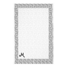 Papier décoré d'un monogramme de damassé noire et  papier à lettre personnalisé