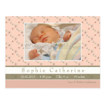 Papillion Pink/Green • Birth Announcement Postcards