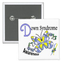 Papillon 2 syndrome de Down en verre souillé Badges