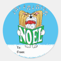 Papillon Christmas Caroler RW Stickers
