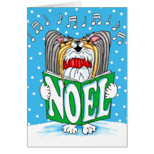 Papillon Christmas Caroler TRI Card