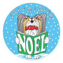 Papillon Christmas Caroler TRI Sticker