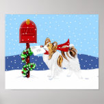 Papillon Christmas Mail Sable Poster
