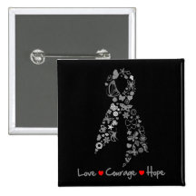 Papillon d'espoir de courage d'amour - cancer du c badges avec agrafe