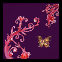 PAPILLON d'OR, pourpre foncé rouge lumineux invitations