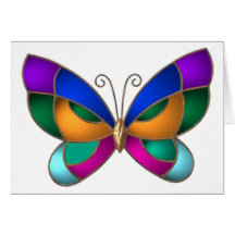 Papillon en verre souillé cartes de vœux