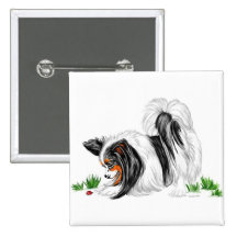 Papillon Lady Bug Dreams Button