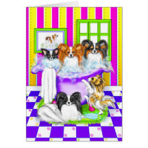 Papillon Tub Full Greeting Cards