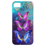 PAPILLONS BLEUS POURPRES ROSES DANS DES ÉTINCELLES COQUES iPhone 5