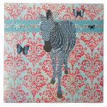 Papillons de Boho et tuile bleus de zèbre carreaux