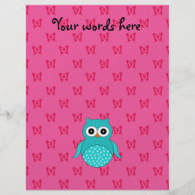 Papillons de rose de hibou de turquoise prospectus personnalisés