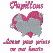 Papillons Leave Paw Prints Embroidered T-Shirt