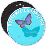 Papillons pour le bouton de paix (blanc sur le ble badges avec agrafe