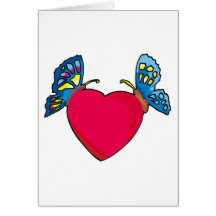 papillons sur la conception de coeur carte