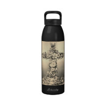 Pâques et croix florale de dimanche de paume bouteilles d'eau