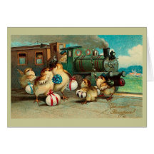 Pâques vintage russe avec le train cartes de vœux