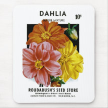 Paquet vintage de graine de dahlia tapis de souris