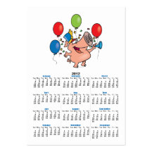 parade celebration party pig cartoon business cards