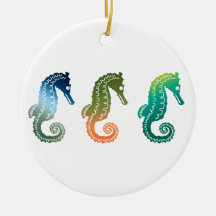 Parade of Tropical Seahorses Christmas Tree Ornament