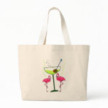 "Paradise Awakening"--Pink flamingo & Martini Tote Bag
