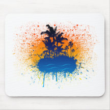 Paradise Graffiti Island - Paint Splatter Beach Mouse Pads