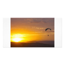 Paragliding on the sunset photo greeting card