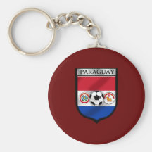 Paraguay Soccer futbol fans Paraguayan flag Shield Keychains
