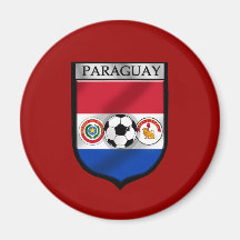 Paraguay Soccer futbol fans Paraguayan flag Shield Magnets