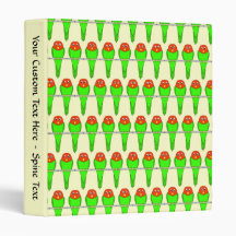 Parakeet Birds Pattern. 3 Ring Binder