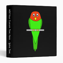 Parakeet Cartoon. Bird on a perch. Binders