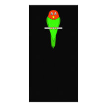 Parakeet Cartoon. Bird on a perch. Personalized Photo Card