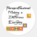 PARAPROFESSIONAL MAKING A DIFFERENCE ROUND STICKERS