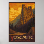 Parc national de Yosemite, CA - affiche de roche d