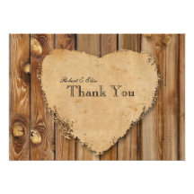Parchment Wood Rustic Personalized Thank You Invitation