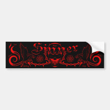 Pare-chocs de crâne de Sinner (rouge) Adhésif Pour Voiture