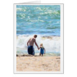 Parent and child at the beach cards