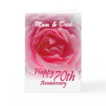 PARENTS 70th Anniversary with Pink Rose Greeting Cards