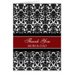 Parents Wedding Day Thank You Coral Red Damask Greeting Cards