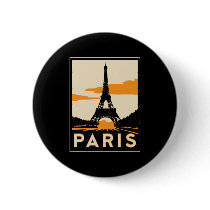 paris art deco retro travel poster pinback buttons