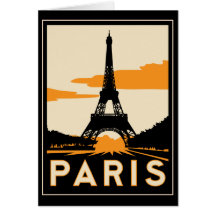 paris art deco retro travel poster greeting cards