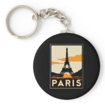 paris art deco retro travel poster key chains